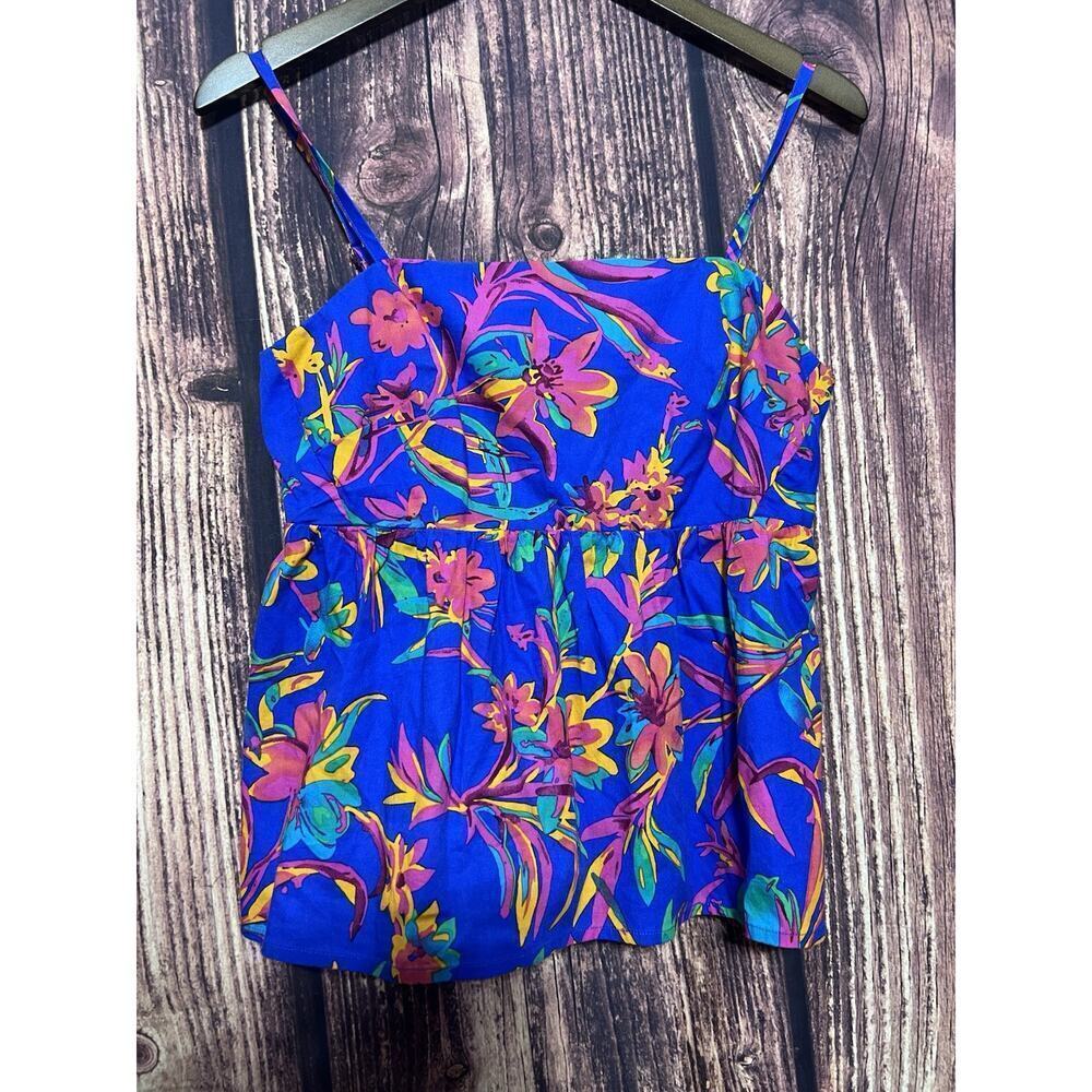 J. Crew Top Size 2 Colorful Summer Tie back Strappy Floral Summer Resort